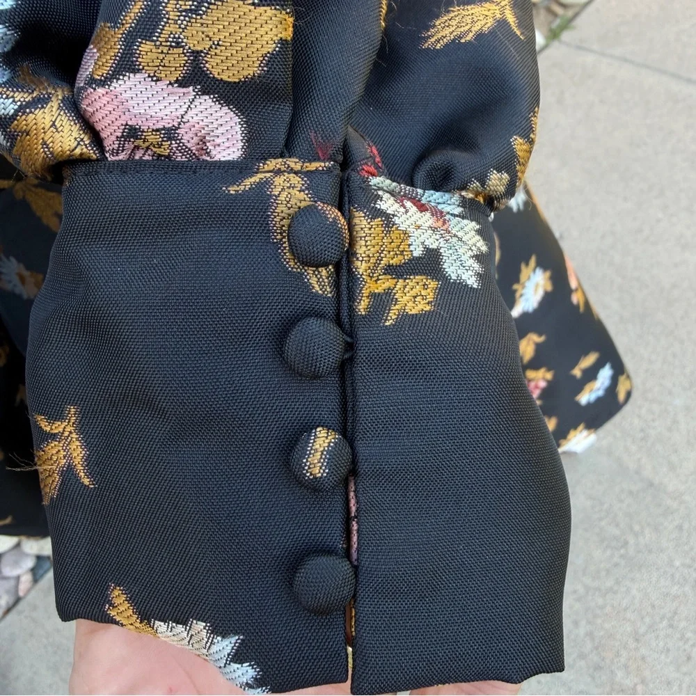 Sculpted V Neck Aline Mini Black Floral Dress Maeve by Anthropologie Size 4 NEW - Picture 10 of 13